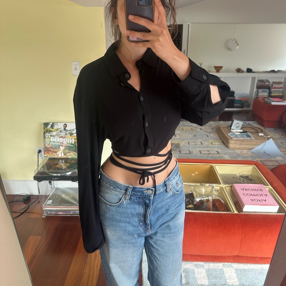 Christopher Esber Black Wrap Crop Top